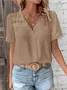 Women's Short Sleeve Shirt Summer White Polka Dots V Neck Daily Going Out Casual Top