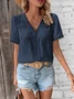Women's Short Sleeve Shirt Summer White Polka Dots V Neck Daily Going Out Casual Top