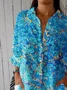 Shirt Collar Loose Floral Casual Shirt