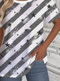 Casual Loose Crew Neck Striped T-Shirt