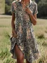 Cotton Shirt Collar Vacation Dress With No
