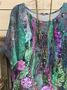 Women's Short Sleeve T-shirt Summer Purple Floral Printing Crew Neck Daily Going Out Casual Top