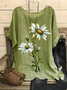 Dolman Sleeve Daisy Casual Crew Neck Loose T-Shirt