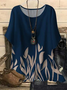 Abstract Graphic Crew Neck Vintage Dolman Sleeve Loose T-Shirt