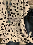 Women's Short Sleeve T-shirt Summer Khaki Leopard Printing Crew Neck Daily Going Out Casual Top
