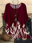 Abstract Graphic Crew Neck Vintage Dolman Sleeve Loose T-Shirt