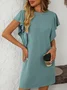 Women's Short Sleeve Summer Green Striped Printing Crew Neck Daily Going Out Casual Mini H-Line T-Shirt Dress Dress