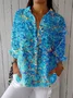 Shirt Collar Loose Floral Casual Shirt