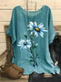 Dolman Sleeve Daisy Casual Crew Neck Loose T-Shirt