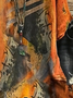 Women's Short Sleeve T-shirt Summer Orange Abstract Printing Crew Neck Daily Going Out Casual Top