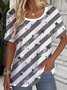 Casual Loose Crew Neck Striped T-Shirt