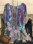 Women's Short Sleeve T-shirt Summer Purple Floral Printing Crew Neck Daily Going Out Casual Top