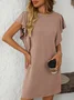 Women's Short Sleeve Summer Green Striped Printing Crew Neck Daily Going Out Casual Mini H-Line T-Shirt Dress Dress