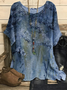 Crew Neck Dolman Sleeve Casual Linen T-Shirt