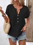 Women's Short Sleeve T-Shirt Summer Orange Solid V-Neck Bat Sleeve Daily Outing Casual Tops
