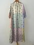 Floral Loose Casual Crew Neck Dress With No