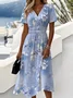 Casual Gradient Pattern V Neck Dress With No