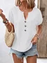 Women's Short Sleeve T-Shirt Summer Orange Solid V-Neck Bat Sleeve Daily Outing Casual Tops