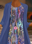 Women's Floral Spring Print Two Piece Dress