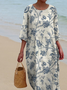 Crew Neck Casual Loose Dress With No
