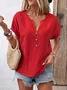 Women's Short Sleeve T-Shirt Summer Orange Solid V-Neck Bat Sleeve Daily Outing Casual Tops