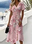 Casual Gradient Pattern V Neck Dress With No