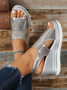 Large size hollow fish mouth gold/silver wedge heel sandals for women 2025 new platform thick bottom bright color shiny buckle sandals