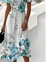 Casual Gradient Pattern Regular Fit V Neck Dress With No