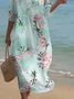 Crew Neck Casual Floral Loose Dress With No