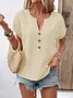 Women's Short Sleeve T-Shirt Summer Orange Solid V-Neck Bat Sleeve Daily Outing Casual Tops