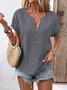 Women's Short Sleeve T-Shirt Summer Orange Solid V-Neck Bat Sleeve Daily Outing Casual Tops
