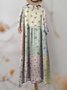 Floral Loose Casual Crew Neck Dress With No