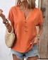 Women's Short Sleeve T-Shirt Summer Orange Solid V-Neck Bat Sleeve Daily Outing Casual Tops