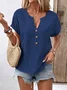 Women's Short Sleeve T-Shirt Summer Orange Solid V-Neck Bat Sleeve Daily Outing Casual Tops