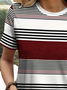 Women's Striped Printed Casual Round Neck Short Sleeve T-Shirt