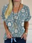 Floral Loose Linen Blend Casual Blouse