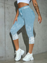 Regular Fit Casual Faux Denim Print Graphic Pants