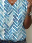 Women's Geometric Print Casual V-Neck Short Sleeve T-Shirt