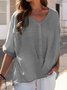 Casual Plain V Neck Blouse