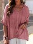 Casual Plain V Neck Blouse