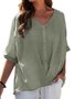 Casual Plain V Neck Blouse