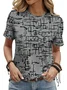 Women's Abstract Print Casual Round Neck Short Sleeve T-Shirt