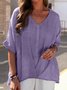 Casual Plain V Neck Blouse