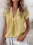 Casual Plain V Neck Blouse