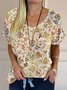 Cotton Crew Neck Casual Loose Blouse