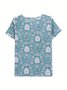 Floral Loose Linen Blend Casual Blouse