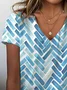 Women's Geometric Print Casual V-Neck Short Sleeve T-Shirt
