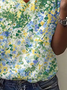 Women's Floral Print Casual V-Neck Short Sleeve T-Shirt