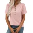 Women's short-sleeved T-shirt summer light purple pure cotton V-neck hollow daily out casual top