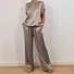 Women's Plain Daily Going Out Two-Piece Set White Casual Summer Top With Pants Matching Set
